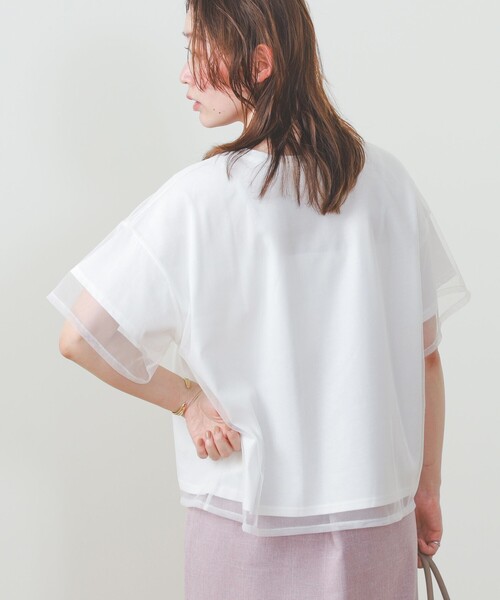 BEAMS HEART（ビームスハート）の「BEAMS HEART / レイヤード シアートップス（Tシャツ/カットソー・レディース・ブラック/オフホワイト/サックスブルー/ブラウン・FREE）」の20枚目の写真