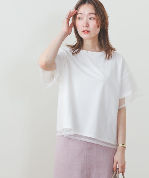 BEAMS HEART（ビームスハート）の「BEAMS HEART / レイヤード シアートップス（Tシャツ/カットソー・レディース・ブラック/オフホワイト/サックスブルー/ブラウン・FREE）」の21枚目の写真