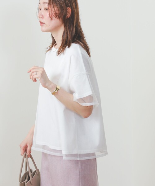 BEAMS HEART（ビームスハート）の「BEAMS HEART / レイヤード シアートップス（Tシャツ/カットソー・レディース・ブラック/オフホワイト/サックスブルー/ブラウン・FREE）」の22枚目の写真