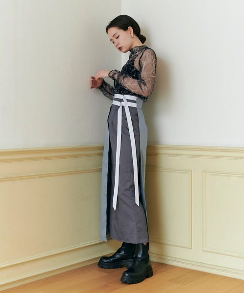 TINA：JOJUN（ティーナジョジュン）の「Hライン ドッキングスカート TINA：JOJUN（スカート・レディース・グレー/ブラック・S/M）」の5枚目の写真