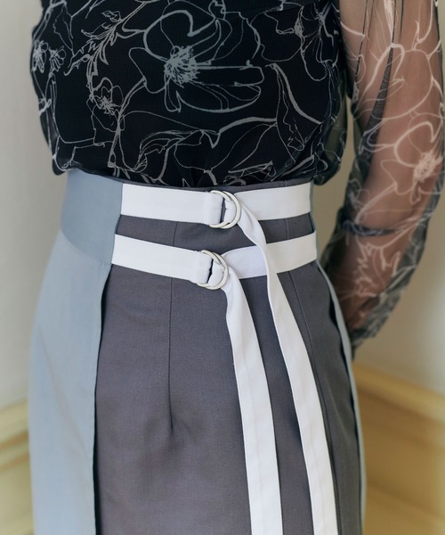 TINA：JOJUN（ティーナジョジュン）の「Hライン ドッキングスカート TINA：JOJUN（スカート・レディース・グレー/ブラック・S/M）」の6枚目の写真