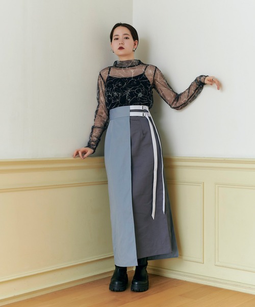 TINA：JOJUN（ティーナジョジュン）の「Hライン ドッキングスカート TINA：JOJUN（スカート・レディース・グレー/ブラック・S/M）」の19枚目の写真