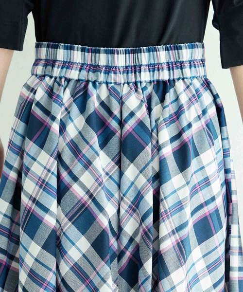 ROPE' PICNIC（ロペピクニック）の「【WEB限定カラー:ネイビー】着丈が選べるマドラスチェックスカート（スカート・レディース・ブラック/ネイビー/イエロー/グリーン・38/T38）」の11枚目の写真