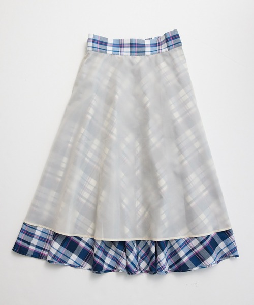 ROPE' PICNIC（ロペピクニック）の「【WEB限定カラー:ネイビー】着丈が選べるマドラスチェックスカート（スカート・レディース・ブラック/ネイビー/イエロー/グリーン・38/T38）」の6枚目の写真