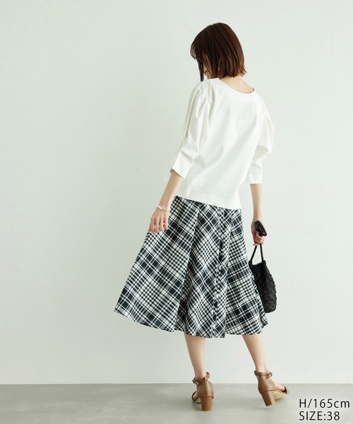 ROPE' PICNIC（ロペピクニック）の「【WEB限定カラー:ネイビー】着丈が選べるマドラスチェックスカート（スカート・レディース・ブラック/ネイビー/イエロー/グリーン・38/T38）」の12枚目の写真