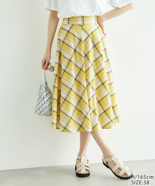 ROPE' PICNIC（ロペピクニック）の「【WEB限定カラー:ネイビー】着丈が選べるマドラスチェックスカート（スカート・レディース・ブラック/ネイビー/イエロー/グリーン・38/T38）」の19枚目の写真