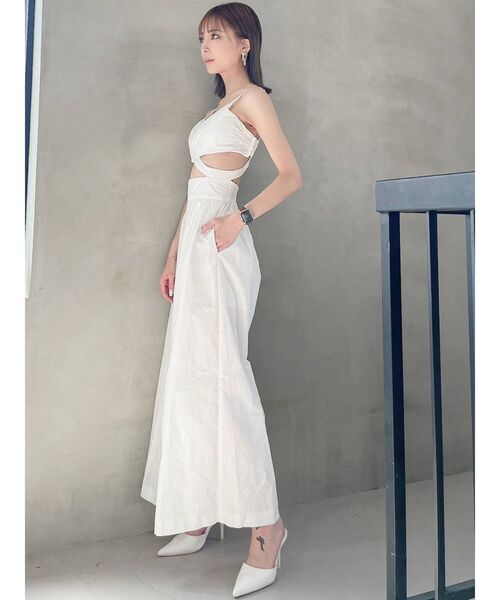 GYDA（ジェイダ）の「カシュクールキャミロンパース（つなぎ/オールインワン・レディース・オフホワイト/ブラック・FREE）」の9枚目の写真