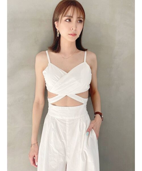 GYDA（ジェイダ）の「カシュクールキャミロンパース（つなぎ/オールインワン・レディース・オフホワイト/ブラック・FREE）」の12枚目の写真