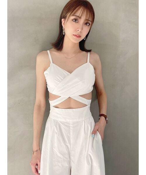 GYDA（ジェイダ）の「カシュクールキャミロンパース（つなぎ/オールインワン・レディース・オフホワイト/ブラック・FREE）」の13枚目の写真