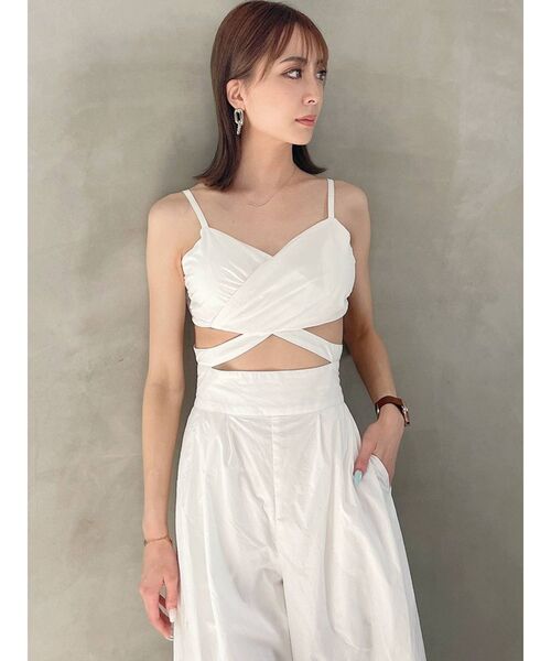 GYDA（ジェイダ）の「カシュクールキャミロンパース（つなぎ/オールインワン・レディース・オフホワイト/ブラック・FREE）」の14枚目の写真