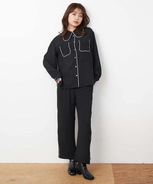 A de a.v.v（アードアー・ヴェ・ヴェ）の「［SET UP対応］配色パイピングパンツ（その他パンツ・レディース・ブラック/ホワイト・38/36/34）」の6枚目の写真