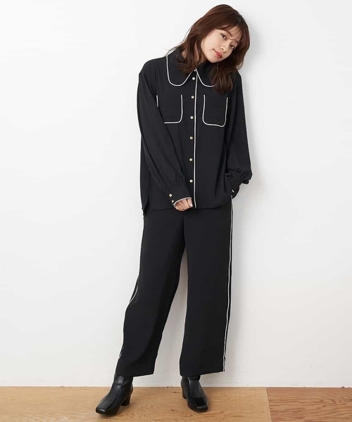 A de a.v.v（アードアー・ヴェ・ヴェ）の「［SET UP対応］配色パイピングパンツ（その他パンツ・レディース・ブラック/ホワイト・38/36/34）」の7枚目の写真