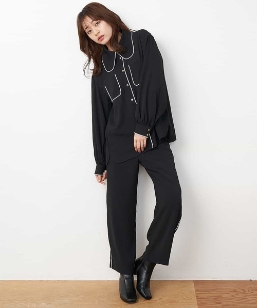 A de a.v.v（アードアー・ヴェ・ヴェ）の「［SET UP対応］配色パイピングパンツ（その他パンツ・レディース・ブラック/ホワイト・38/36/34）」の8枚目の写真