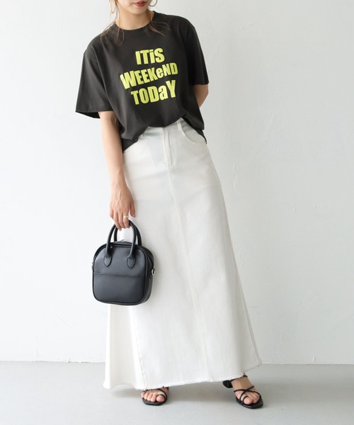 HER CLOSET（ハークローゼット）の「【shemoshelly】5.6オンスWeekendロゴTシャツ　新色追加（Tシャツ/カットソー・レディース・ホワイト/チャコールグレー/ブラック/ピンク/ネイビー/ホワイト系その他/ホワイト系その他2/ホワイト系その他3・S/M/L）」の17枚目の写真