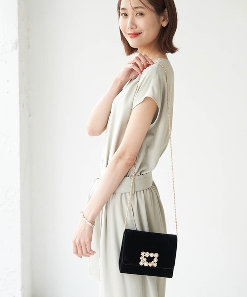 ROPE' PICNIC(ロペピクニック)の「ビジューベロアクラッチ&ショルダーバッグ(クラッチバッグ・レディース・ライトグレー/ブラック・FREE)」の15枚目の写真