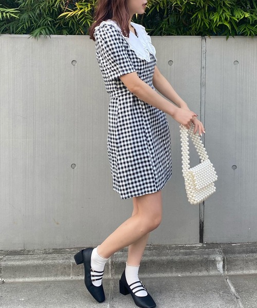 Voyage titty&Co.PETIT(ボヤージュティティアンドコープチ)の「【Voyage titty&Co. PETIT】フリルカラーギンガムワンピース(ワンピース・レディース・ブラック/ベージュ・FREE)」の9枚目の写真