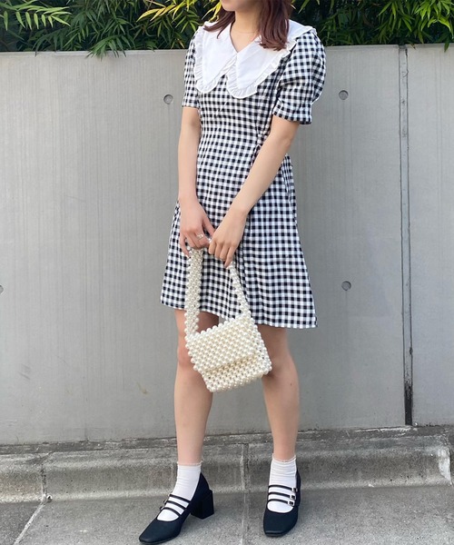 Voyage titty&Co.PETIT(ボヤージュティティアンドコープチ)の「【Voyage titty&Co. PETIT】フリルカラーギンガムワンピース(ワンピース・レディース・ブラック/ベージュ・FREE)」の10枚目の写真