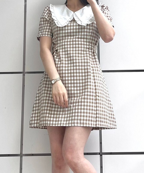 Voyage titty&Co.PETIT(ボヤージュティティアンドコープチ)の「【Voyage titty&Co. PETIT】フリルカラーギンガムワンピース(ワンピース・レディース・ブラック/ベージュ・FREE)」の15枚目の写真