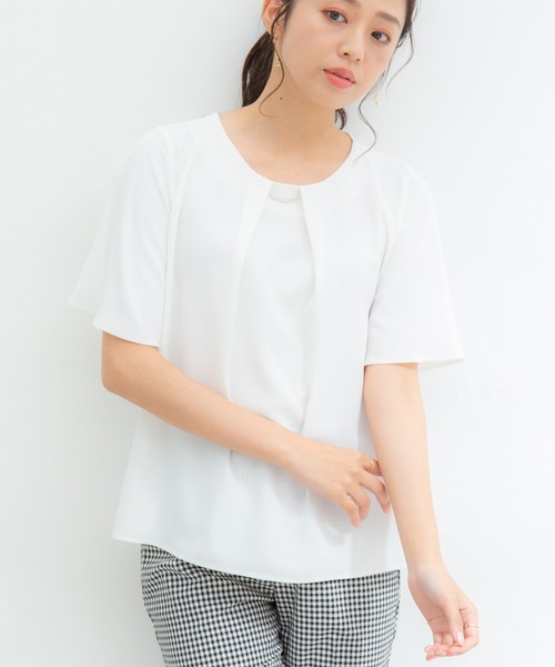 Honeys（ハニーズ）の「メタルパーツ付ブラウス（シャツ/ブラウス・レディース・モカ/グリーン/ピンク系その他/ダークブルー/ネイビー/ホワイト・M/S/LL/L）」の2枚目の写真