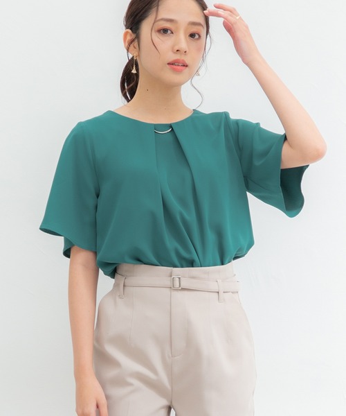 Honeys（ハニーズ）の「メタルパーツ付ブラウス（シャツ/ブラウス・レディース・モカ/グリーン/ピンク系その他/ダークブルー/ネイビー/ホワイト・M/S/LL/L）」の4枚目の写真