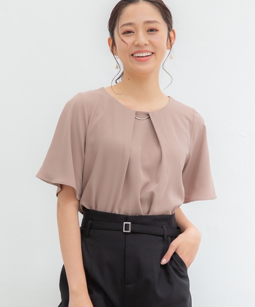 Honeys（ハニーズ）の「メタルパーツ付ブラウス（シャツ/ブラウス・レディース・モカ/グリーン/ピンク系その他/ダークブルー/ネイビー/ホワイト・M/S/LL/L）」の3枚目の写真