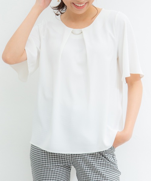 Honeys（ハニーズ）の「メタルパーツ付ブラウス（シャツ/ブラウス・レディース・モカ/グリーン/ピンク系その他/ダークブルー/ネイビー/ホワイト・M/S/LL/L）」の12枚目の写真