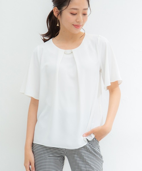 Honeys（ハニーズ）の「メタルパーツ付ブラウス（シャツ/ブラウス・レディース・モカ/グリーン/ピンク系その他/ダークブルー/ネイビー/ホワイト・M/S/LL/L）」の13枚目の写真