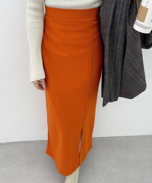 mily bilet（ミウィビレット）の「【mily bilet】スリット入りハイウエストIラインスカート（スカート・レディース・ブラック/ブルー/グリーン/オレンジ/グレイッシュベージュ・SMALL/MEDIUM/LARGE）」の21枚目の写真
