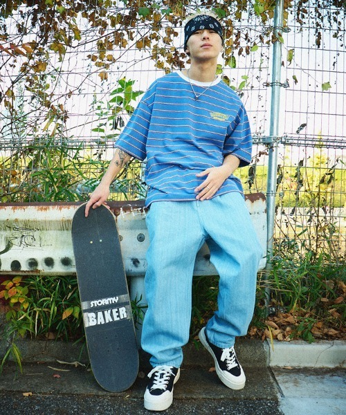 BAD BOY（バッドボーイ）の「BADBOY ロゴ 刺繍 ボーダーTシャツ（Tシャツ/カットソー・メンズ・サックスブルー/グリーン/ホワイト・M/L）」の12枚目の写真