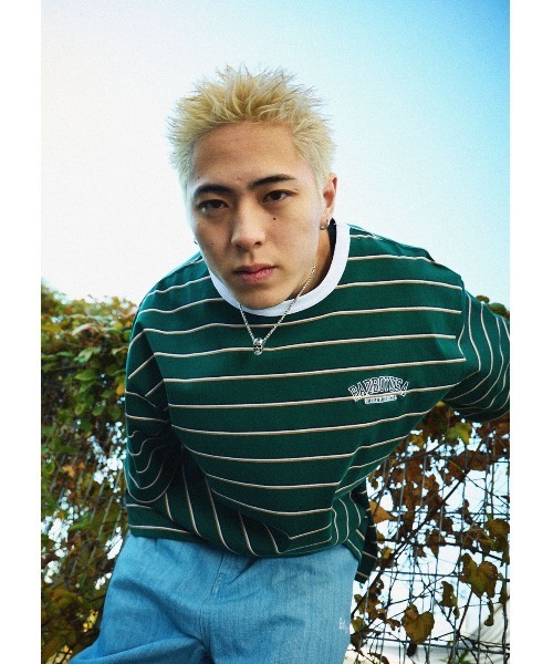 BAD BOY（バッドボーイ）の「BADBOY ロゴ 刺繍 ボーダーTシャツ（Tシャツ/カットソー・メンズ・サックスブルー/グリーン/ホワイト・M/L）」の11枚目の写真