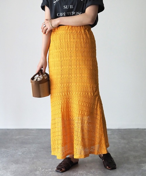 Riberry（リベリー）の「レースマーメイドスカート（スカート・レディース・ブラック/オフホワイト/イエロー/グリーン/グレイッシュベージュ・MEDIUM）」の5枚目の写真