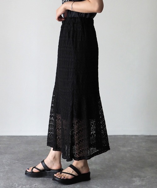 Riberry（リベリー）の「レースマーメイドスカート（スカート・レディース・ブラック/オフホワイト/イエロー/グリーン/グレイッシュベージュ・MEDIUM）」の8枚目の写真