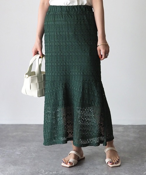 Riberry（リベリー）の「レースマーメイドスカート（スカート・レディース・ブラック/オフホワイト/イエロー/グリーン/グレイッシュベージュ・MEDIUM）」の10枚目の写真