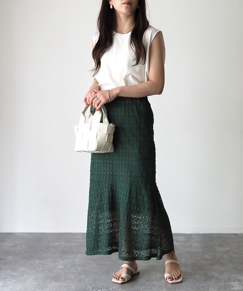 Riberry（リベリー）の「レースマーメイドスカート（スカート・レディース・ブラック/オフホワイト/イエロー/グリーン/グレイッシュベージュ・MEDIUM）」の11枚目の写真