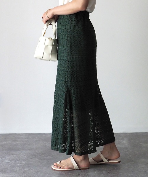 Riberry（リベリー）の「レースマーメイドスカート（スカート・レディース・ブラック/オフホワイト/イエロー/グリーン/グレイッシュベージュ・MEDIUM）」の12枚目の写真