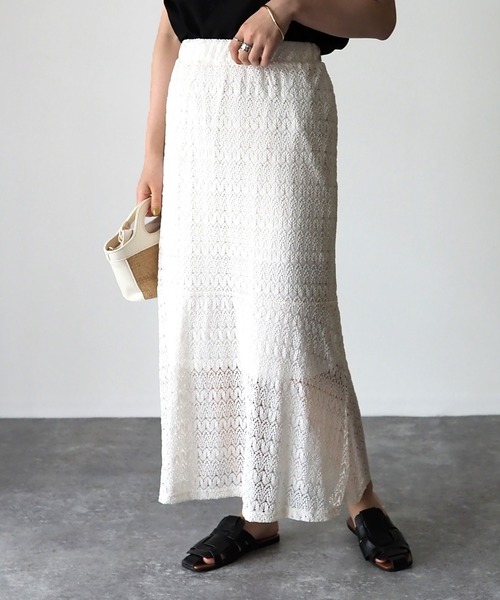 Riberry（リベリー）の「レースマーメイドスカート（スカート・レディース・ブラック/オフホワイト/イエロー/グリーン/グレイッシュベージュ・MEDIUM）」の14枚目の写真