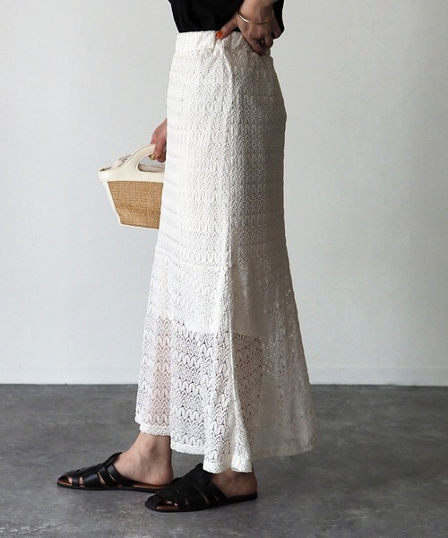 Riberry（リベリー）の「レースマーメイドスカート（スカート・レディース・ブラック/オフホワイト/イエロー/グリーン/グレイッシュベージュ・MEDIUM）」の20枚目の写真