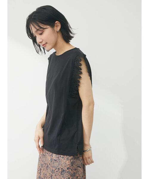 Green Parks(グリーンパークス)の「レースドッキング甘TEE(Tシャツ/カットソー・レディース・ブラック/ブラウン/オフホワイト/ブルーグリーン・FREE)」の7枚目の写真