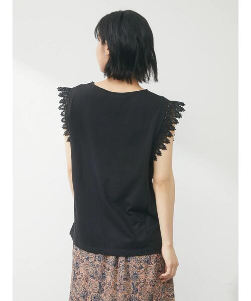 Green Parks(グリーンパークス)の「レースドッキング甘TEE(Tシャツ/カットソー・レディース・ブラック/ブラウン/オフホワイト/ブルーグリーン・FREE)」の8枚目の写真