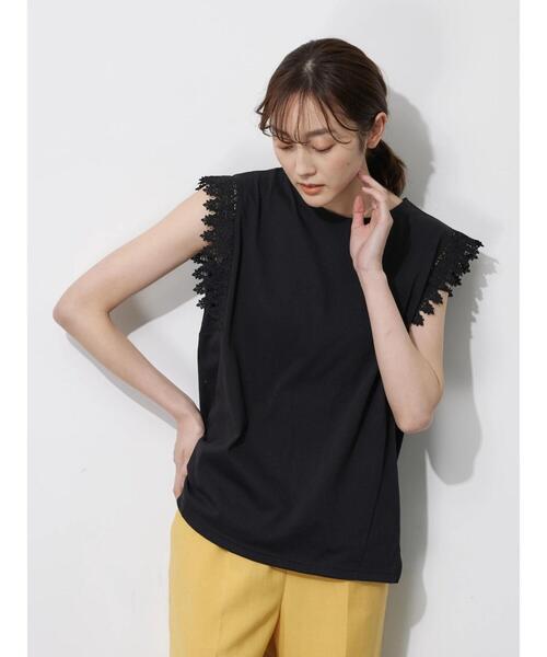 Green Parks(グリーンパークス)の「レースドッキング甘TEE(Tシャツ/カットソー・レディース・ブラック/ブラウン/オフホワイト/ブルーグリーン・FREE)」の13枚目の写真