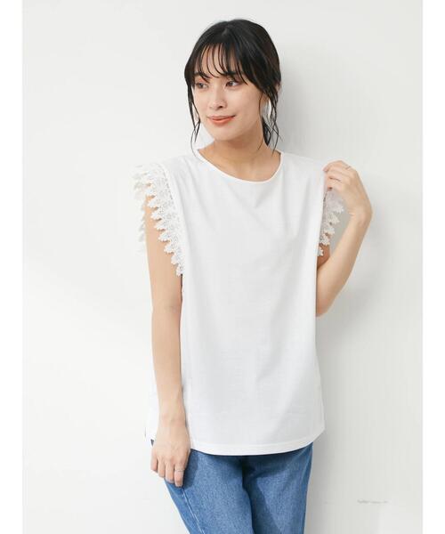 Green Parks(グリーンパークス)の「レースドッキング甘TEE(Tシャツ/カットソー・レディース・ブラック/ブラウン/オフホワイト/ブルーグリーン・FREE)」の19枚目の写真