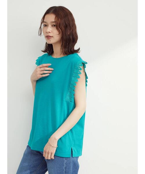 Green Parks(グリーンパークス)の「レースドッキング甘TEE(Tシャツ/カットソー・レディース・ブラック/ブラウン/オフホワイト/ブルーグリーン・FREE)」の12枚目の写真