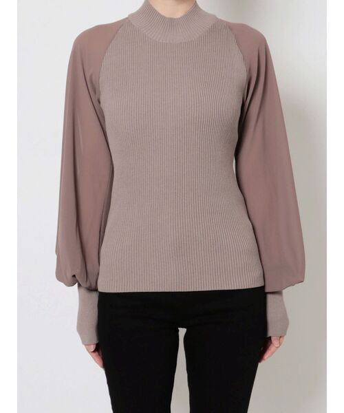 LAGUNAMOON（ラグナムーン）の「ラグランスリーブドッキングニットプルオーバー（ニット/セーター・レディース・ブラック/ミント/モカ・FREE）」の4枚目の写真