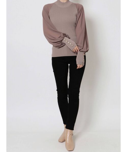 LAGUNAMOON（ラグナムーン）の「ラグランスリーブドッキングニットプルオーバー（ニット/セーター・レディース・ブラック/ミント/モカ・FREE）」の20枚目の写真