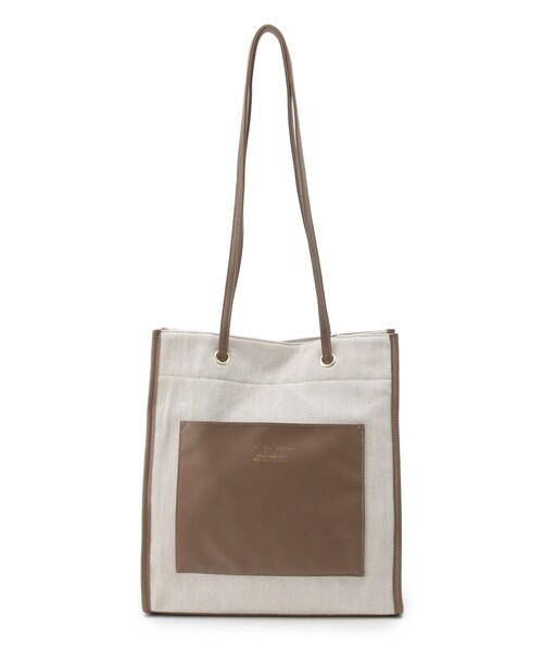 SHOO・LA・RUE（シューラルー）の「◆ストライプキャンバスポケットトート（トートバッグ・レディース・ブラック/ダークブラウン/サックスブルー・00）」の12枚目の写真