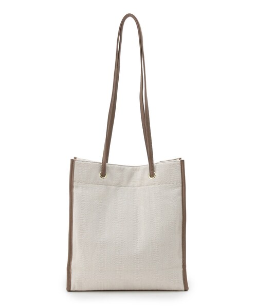 SHOO・LA・RUE（シューラルー）の「◆ストライプキャンバスポケットトート（トートバッグ・レディース・ブラック/ダークブラウン/サックスブルー・00）」の14枚目の写真