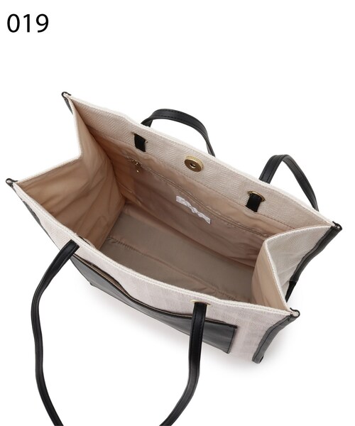 SHOO・LA・RUE（シューラルー）の「◆ストライプキャンバスポケットトート（トートバッグ・レディース・ブラック/ダークブラウン/サックスブルー・00）」の17枚目の写真