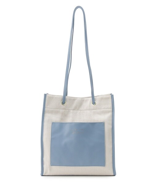 SHOO・LA・RUE（シューラルー）の「◆ストライプキャンバスポケットトート（トートバッグ・レディース・ブラック/ダークブラウン/サックスブルー・00）」の6枚目の写真