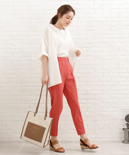 SHOO・LA・RUE（シューラルー）の「◆ストライプキャンバスポケットトート（トートバッグ・レディース・ブラック/ダークブラウン/サックスブルー・00）」の10枚目の写真