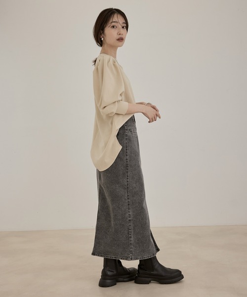 【洗える】ロングカフスポンチプルオーバー